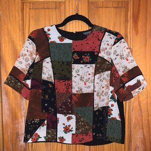 TOPSHOP Multi-Print Floral Blouse